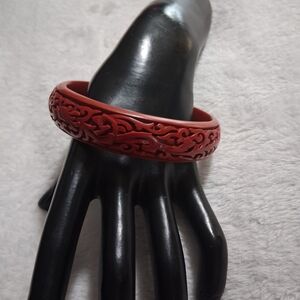 Antique chinese Red Cinnibar Carved Bangle Bangle